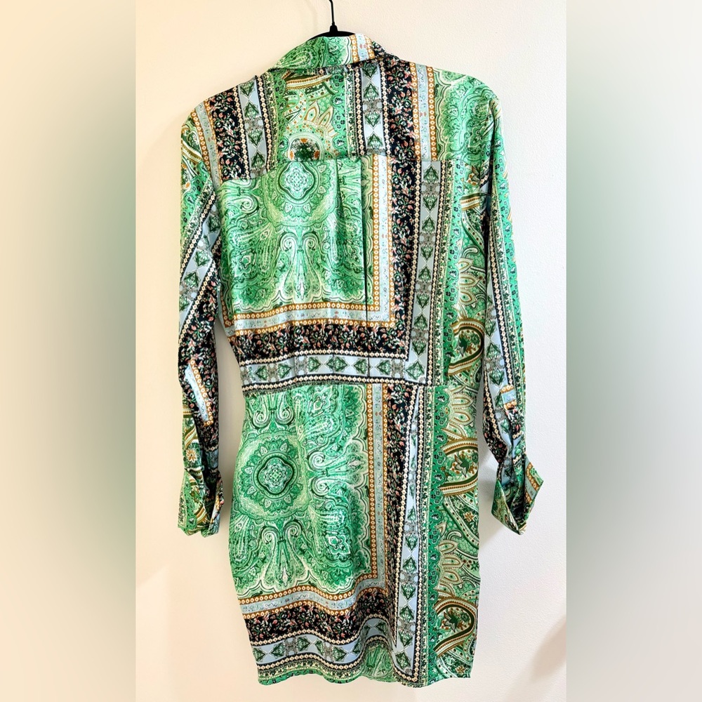Luxxel Green and Blue Paisley Mini Dress Size S - Picture 6 of 12